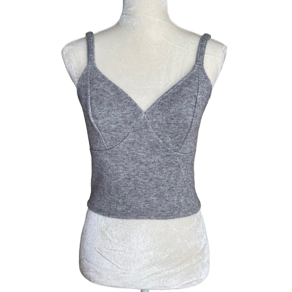 Express Women’s Sweater Knit Cami Size S Sweetheart Neckline Gray Cozy Neutral